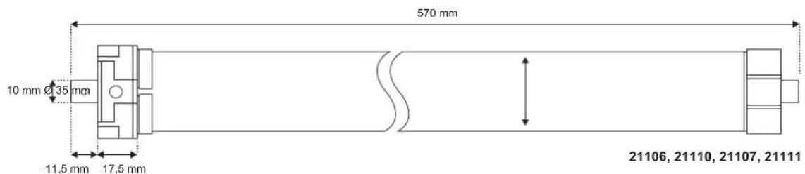 570 mm 10 mm Ø 35 mm 11,5 mm 17,5 mm 21106, 21110, 21107, 21111
