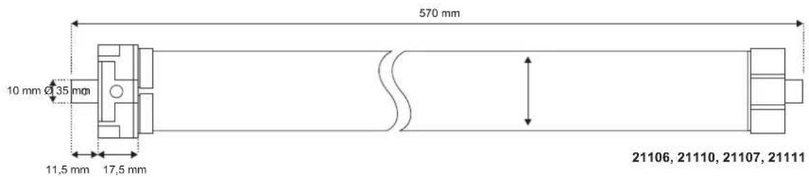 570 mm 10 mm Ø 35 mm 11,5 mm 17,5 mm 21106, 21110, 21107, 21111