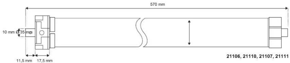 570 mm 10 mm Ø 35 mm 11,5 mm 17,5 mm 21106, 21110, 21107, 21111