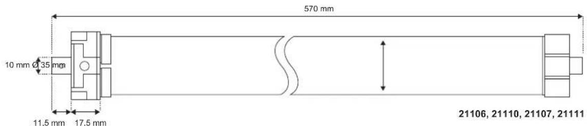 570 mm 10 mm Ø 35 mm 11,5 mm 17,5 mm 21106, 21110, 21107, 21111