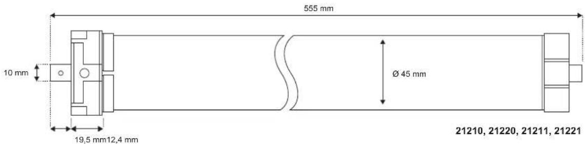 555 mm 10 mm Ø 45 mm 19,5 mm 12,4 mm 21210, 21220, 21211, 21221