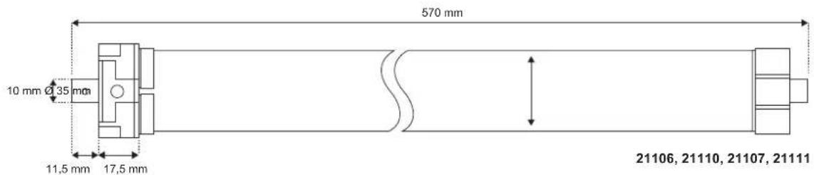 570 mm 10 mm Ø 35 mm 11,5 mm 17,5 mm 21106, 21110, 21107, 21111