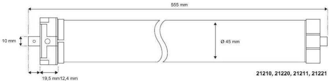 555 mm 10 mm Ø 45 mm 19,5 mm 12,4 mm 21210, 21220, 21211, 21221