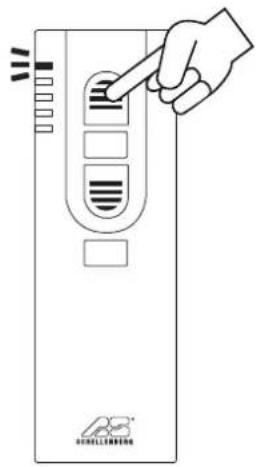 Diagram showing a hand interacting with a device labeled 'ROLLINGER' and a battery icon, indicating a control or monitoring interface.