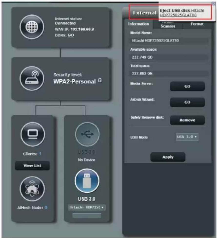 ASUS RTAXE7800 - Pour éjecter un disque USB en toute sécurité : - 1