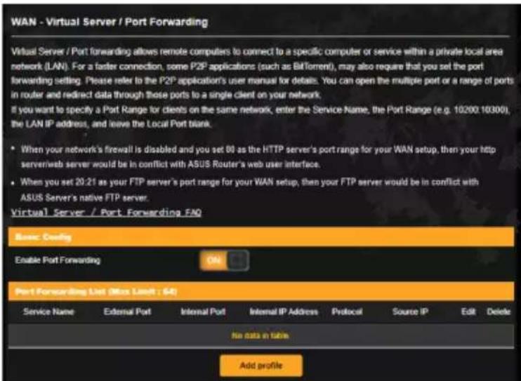 ASUS TUF Gaming TUFAX3000 V2 - Serveur virtuel et redirection de port - 1