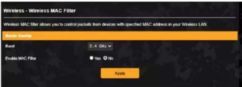 ASUS TUF Gaming TUFAX3000 V2 - Filtrage d'adresses MAC - 1