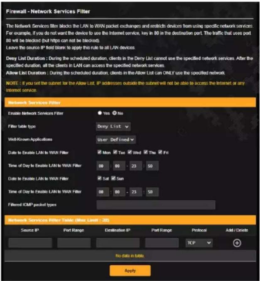 ASUS TUF Gaming TUFAX3000 V2 - Filtrage de services réseau - 1