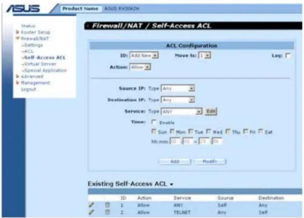 ASUS RX3042H - 配置 Self-Access ACL 规则(Firewall/NAT -> Self-Access ACL) - 1
