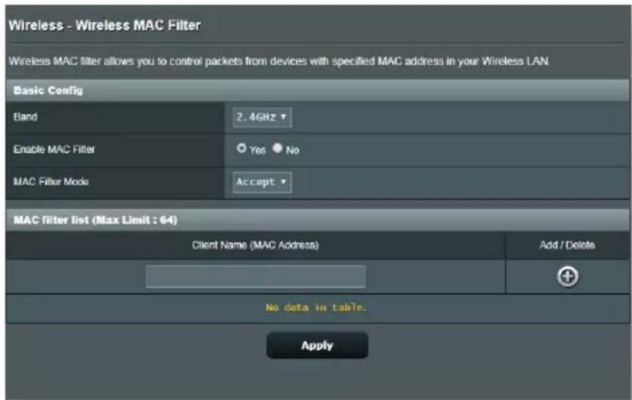 ASUS ZenWiFi XT9 - Filtrage d'adresses MAC - 1