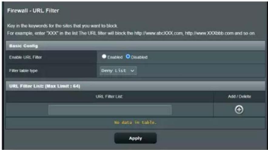 ASUS ZenWiFi XT9 - Filtrage d'url - 1