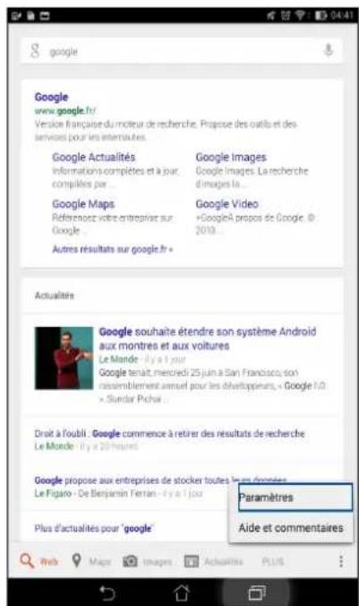 ASUS MeMO Pad 8 ME8110C - Personnaliser les paramètres de recherche vocale sur la tablette - 1