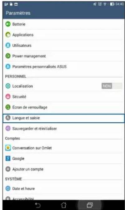ASUS MeMO Pad 8 ME8110C - Paramètres du clavier ASUS - 1