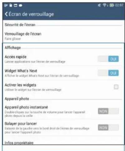 ASUS MeMO Pad 8 ME8110C - Configuration des autres options de sécurité - 1