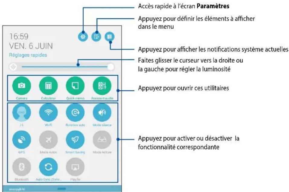 ASUS MeMO Pad 8 ME8110C - Ouvrir le menu des réglages rapides - 1