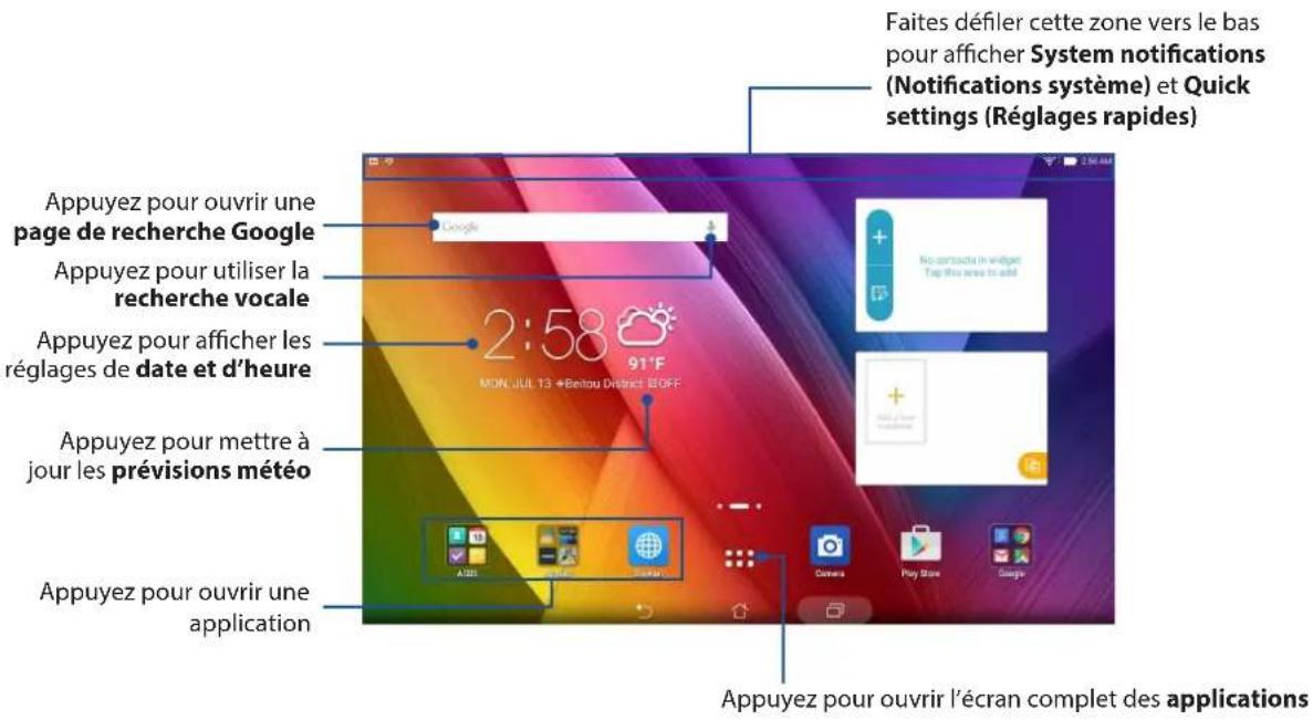 ASUS ZenPad 10 P023 - Écran d'accueil - 1