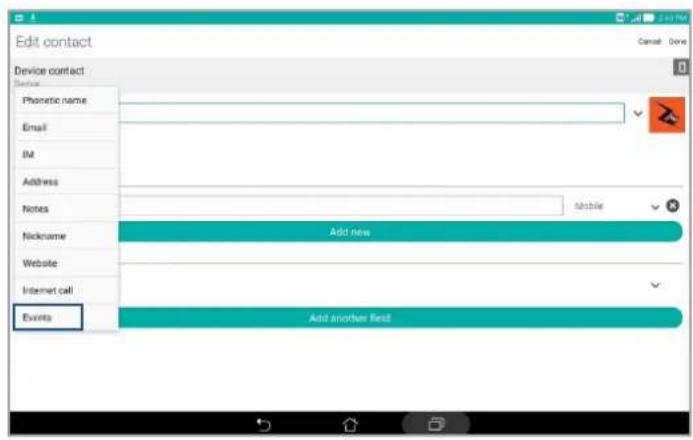 ASUS ZenPad 10 P023 - Ajouter un événement spécifique à un contact VIP - 2