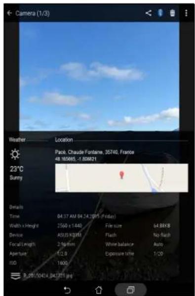 ASUS ZenPad 10 P023 - Visualiser les informations de localisation d'une photo - 2