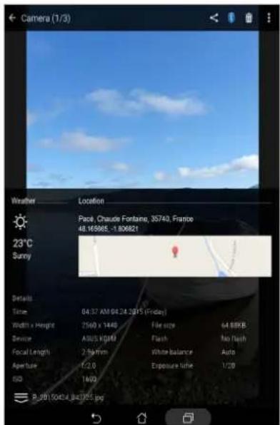 ASUS ZenPad 10 P00C - Visualiser les informations de localisation d'une photo - 2