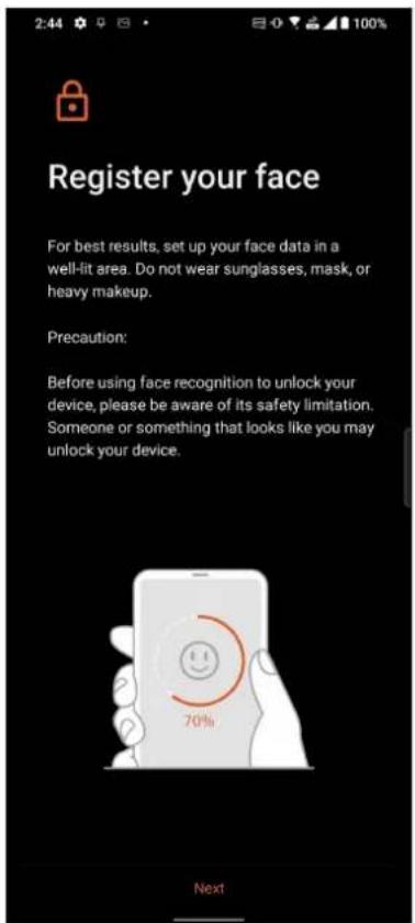 ASUS ROG Phone 6 Pro - Configurer le déverrouillage par reconnaissance faciale à partir du menu des paramètres - 4