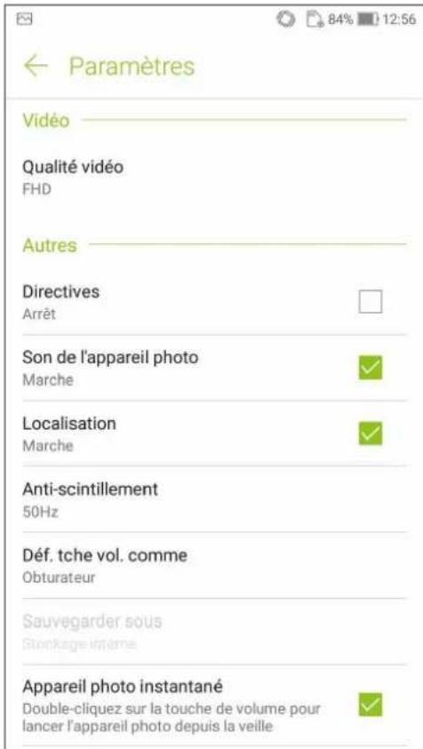 ASUS ZenFone Live ZB553KL - Paramètres vidéo - 2