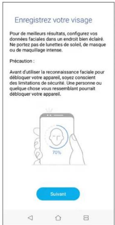 ASUS ZenFone Live L1 - Configurer le déverrouillage par reconnaissance faciale à partir du menu des paramètres - 5