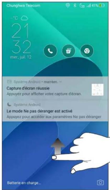 Chunghwa Telecom -°C 21 32 mer., juil. 12 Systeme Android - mainten. - Capture d'écran réussie Appuyez pour afficher votre capture d'écran. Systeme Android Le mode Ne pas déranger est activé Appuyez pour accéder aux paramètres Ne pas déranger Batterie en charge...