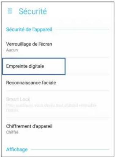 ASUS ZenFone 5Q ZC600KL - Configurer votre empreinte digitale à partir du menu des paramètres - 3