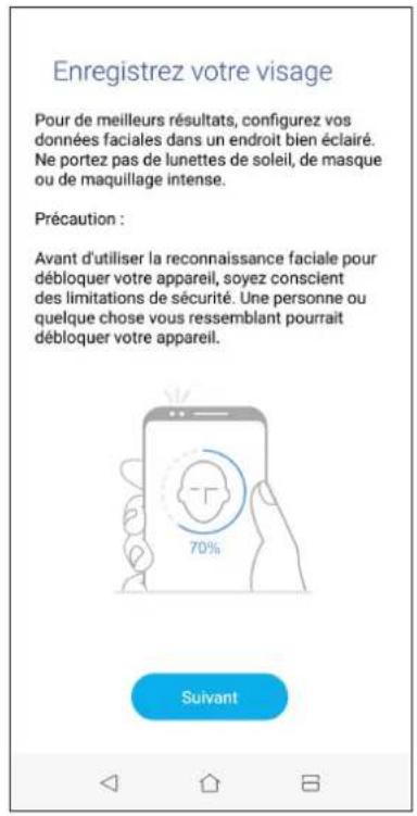 ASUS ZenFone 5Q ZC600KL - Configurer le déverrouillage par reconnaissance faciale à partir du menu des paramètres - 7
