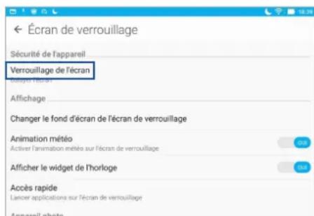 Écran de verrouillage Sécurité de l'appareil Verrouillage de l'écran Affichage Changer le fond d'écran de l'écran de verrouillage Animation météo Activer l'animation météo sur l'écran de verrouillage Afficher le widget de l'horloge Accès rapide Lancer applications sur l'écran de verrouillage