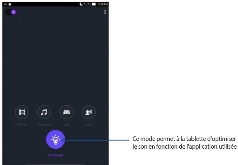 Ce mode permet à la tablette d'optimiser le son en fonction de l'application utilisée