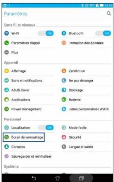 ASUS ZenPad 7.0 Z370KL - Personnaliser l'écran de verrouillage - 2