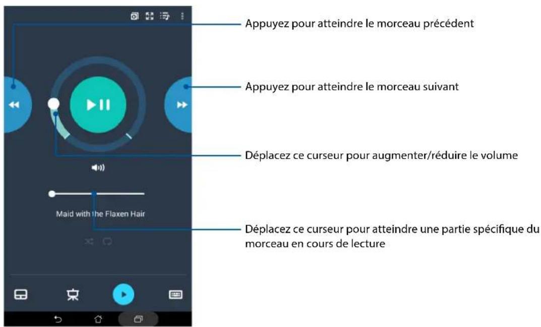 Appuyez pour atteindre le morceau précédent Appuyez pour atteindre le morceau suivant Déplacez ce curseur pour augmenter/réduire le volume Maid with the Flaxen Hair Déplacez ce curseur pour atteindre une partie spécifique du morceau en cours de lecture