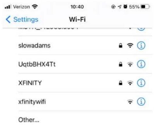 Verizon 10:40 @ 55% Settings Wi-Fi slowadams i UqtbBHX4Tt i XFINITY i xfinitywifi i Other...