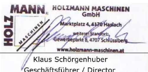 Holzmann MTY870 - EG-KONFORMITÄTSERKLÄRUNG/CE-CERTIFICATE OF CONFORMITY - 1