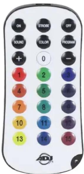ON STROBE OFF SOUND COLOR PROGRAM + 0 - 1 2 3 4 5 6 7 8 9 10 11 12 13 14 15 ADI