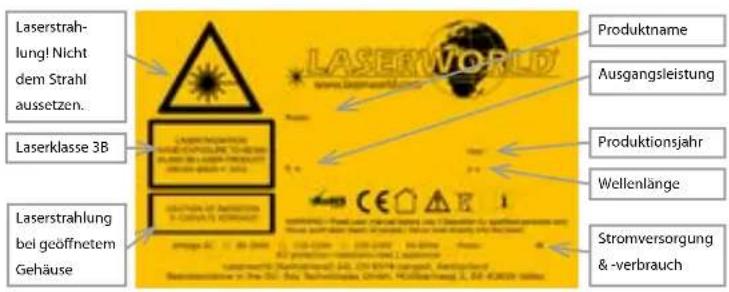 Laserworld EL230RGB MK2 - Warnhinweise und Spezifikationen am Gerät - 1