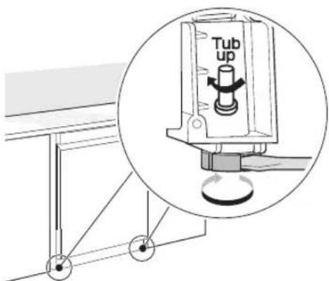 LG LDFN4542D - Ajuste de las patas de nivelación delanteras - 1