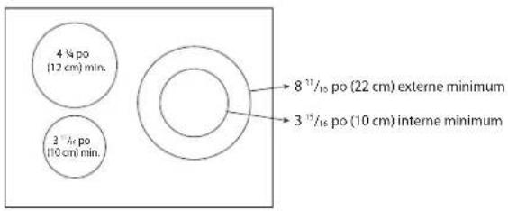 JENN-AIR JIC4536KS - Diamètre minimum de la base de la casserole/poèle pour les différentes zones de cuisson - 1