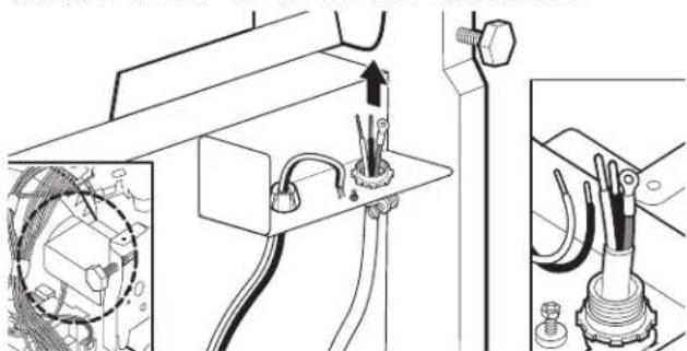 AMANA ADB1400AMS - Cordon d'alimentation - acheminement du cordon dans la boite de connexion - 1