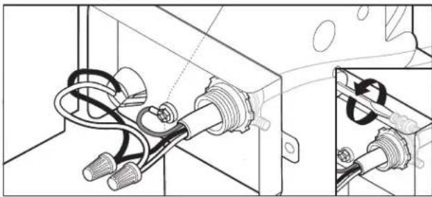 AMANA ADB1400AMS - Raccordement direct - fixation du conducteur dans le serre-cable - 1