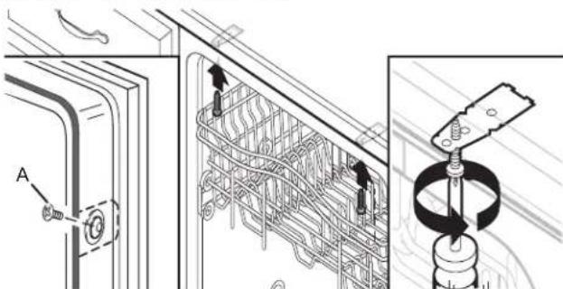 AMANA ADB1400AMS - Fixation du lave-vaisselle dans l'ouverture d'encastrement de l'armoire - 2