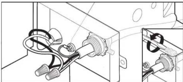 AMANA ADB1400AMB - Raccordement direct - fixation du conducteur dans le serre-câble - 1