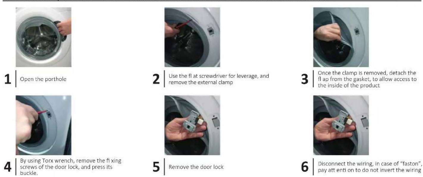 HAIER HWDQ90B416FWBB - DOOR LOCK | TYPE 1 TOOLS - CROSS-HEADED SCREWDRIVER, TONG, FLAT SCREWDRIVER - 1