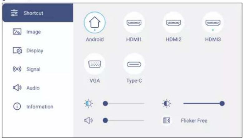 OPTOMA Interactive Flat Panel - Menu des raccourcis - 1
