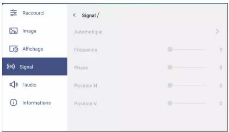 OPTOMA Interactive Flat Panel - Configuration des paramètres de signal (entree VGA uniquement) - 1