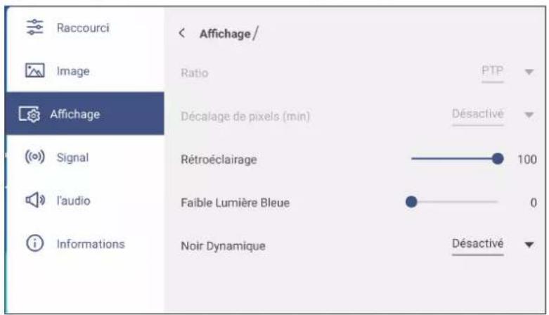 OPTOMA Interactive Flat Panel - Configuration des paramètres d'affichage - 1