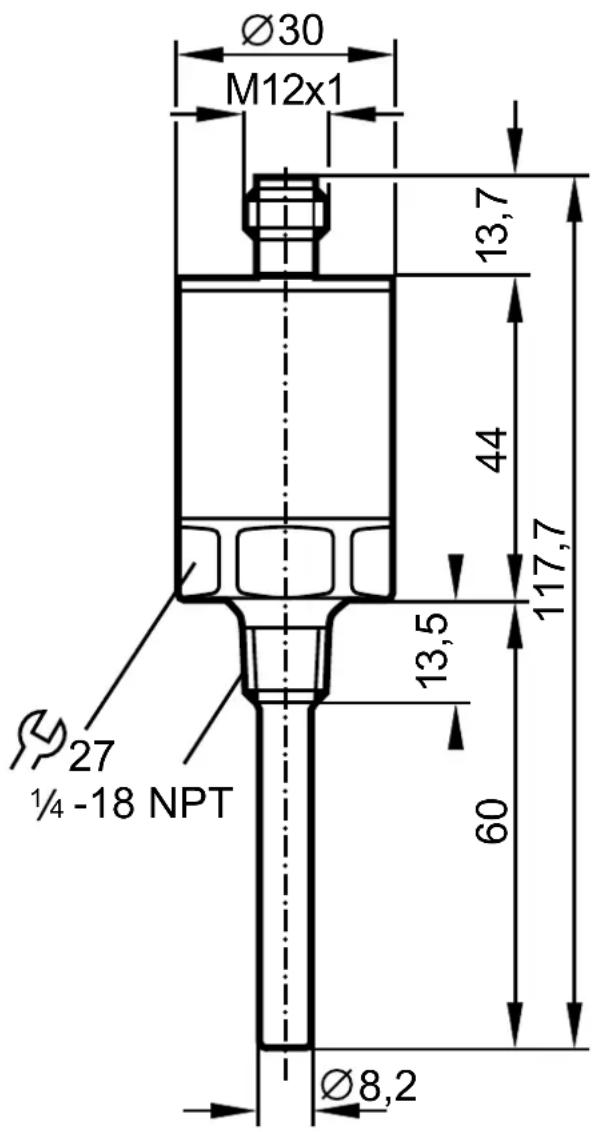 IFM TA3333 - Schéma d'encombrement - 1