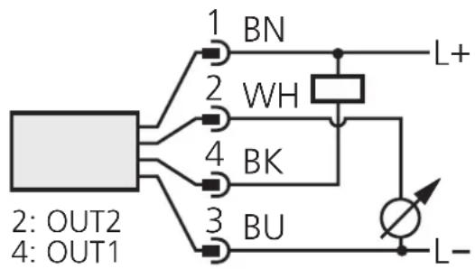 1 BN 2 WH 4 BK 3 BU 2: OUT2 4: OUT1 L+ L-