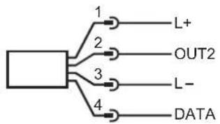 graph TD A["Input"] --> B["1"] A --> C["2"] A --> D["3"] A --> E["4"] B --> F["L+"] C --> G["OUT2"] D --> H["L-"] E --> I["DATA"]